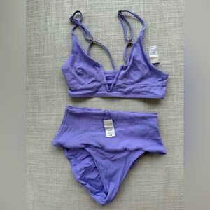 L Space Purple Ribbed Bikini Set